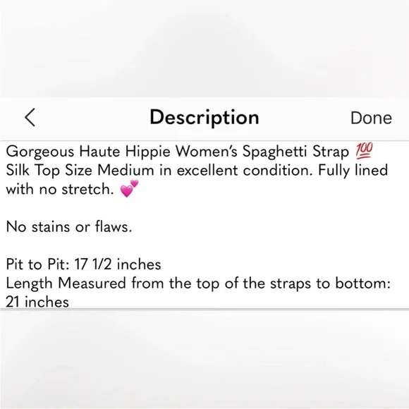 Haute Hippie Women’s Spaghetti Strap 💯 Silk Top Size Medium 🖤 - Picture 8 of 13